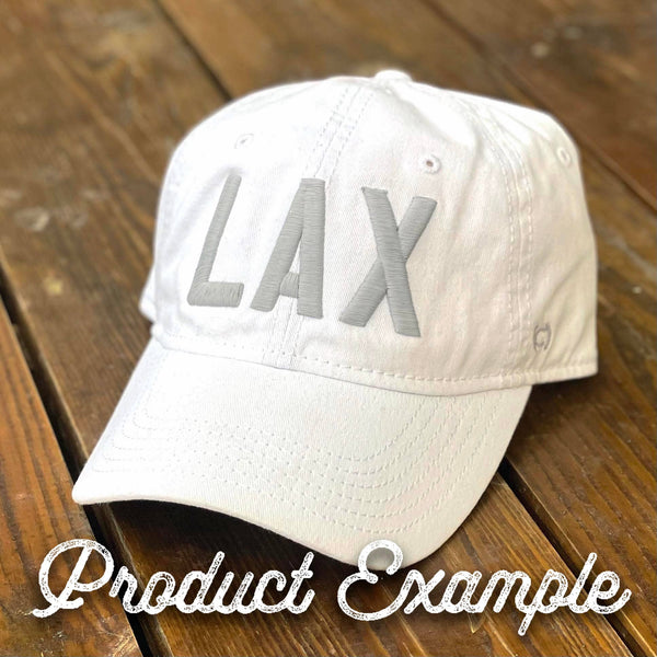 THE HAT THAT GIVES BACK - White Cotton Dad Hat STL Lettering with White Stitching