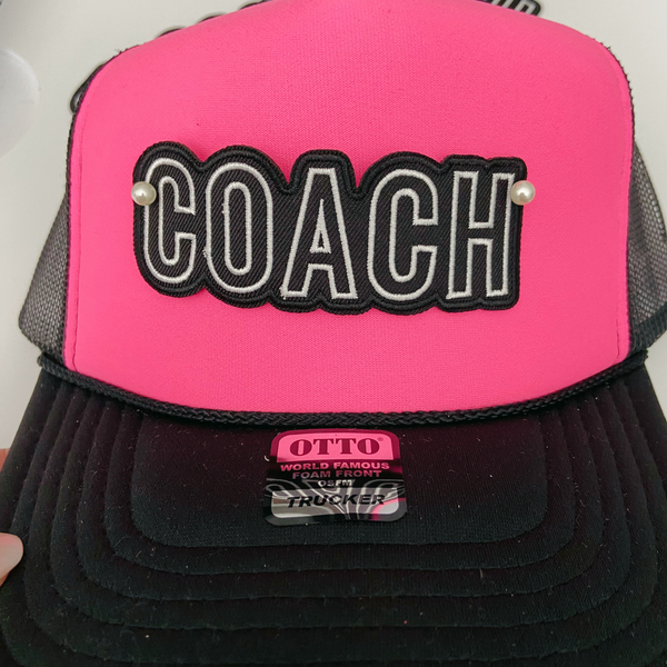 4" COACH in White & Black -  Embroidered Hat Patch: QTY 1