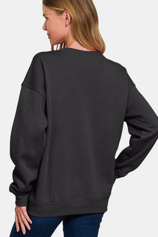 Zenana WEEKEND Round Neck Dropped Shoulder Sweatshirt