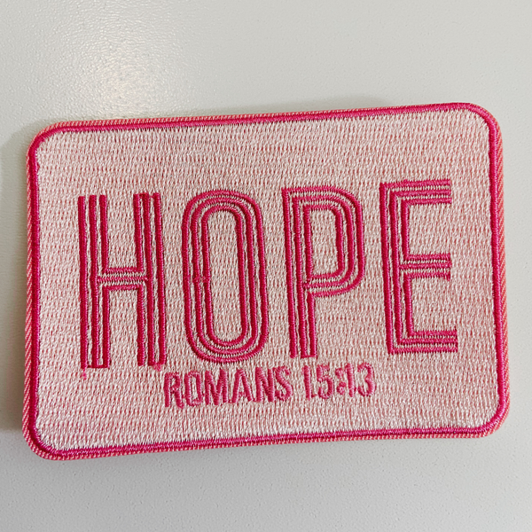 3.5" HOPE Romans 15:13  -  Embroidered Hat Patch: QTY 1