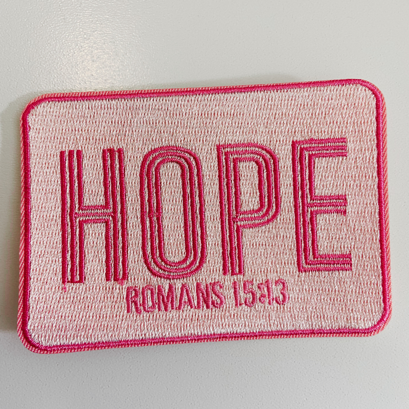 3.5" HOPE Romans 15:13  -  Embroidered Hat Patch: QTY 1