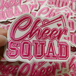 3" Cheer Squad in Pink  -  Embroidered Hat Patch: QTY 1