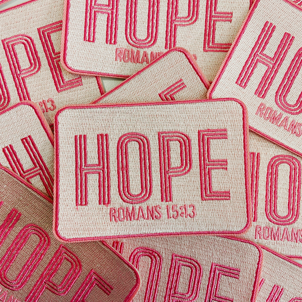 3.5" HOPE Romans 15:13  -  Embroidered Hat Patch: QTY 1