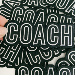 4" COACH in White & Black -  Embroidered Hat Patch: QTY 1