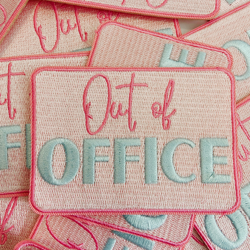 3.5" OUT OF OFFICE  -  Embroidered Hat Patch: QTY 1