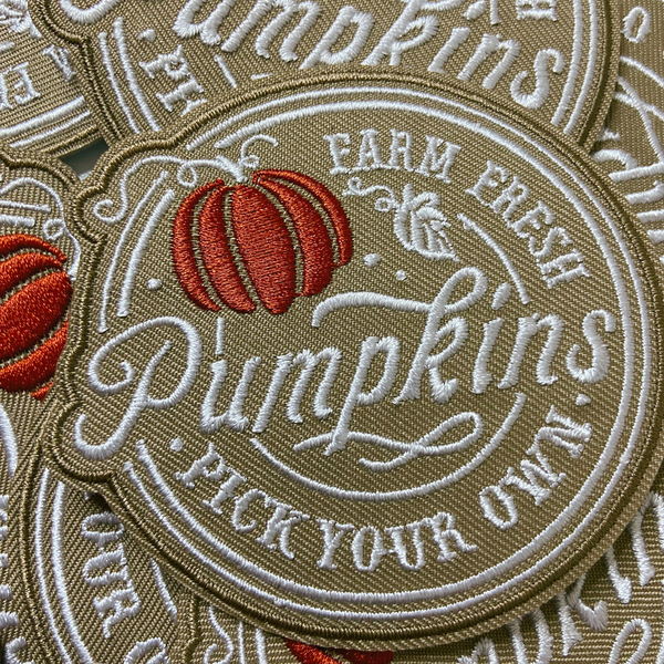 3" Farm Fresh Pick your Pumpkins -  Embroidered Hat Patch: Embroidered Patch