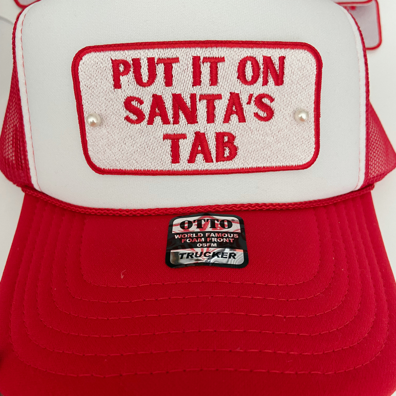 4" Put it on SANTA'S TAB  -  Embroidered Hat Patch: Embroidered Patch