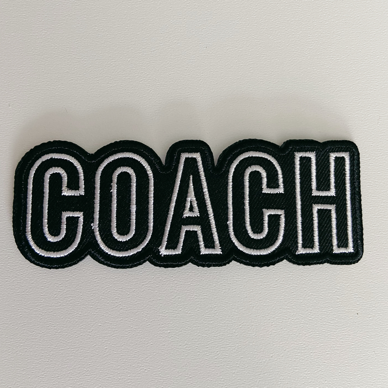 4" COACH in White & Black -  Embroidered Hat Patch: QTY 1