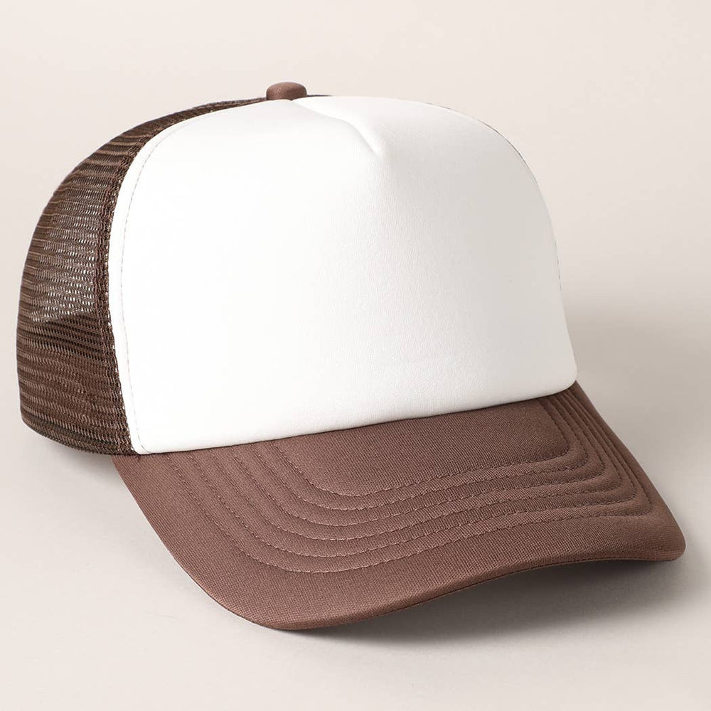 White Foam Front Colored Mesh Back Trucker Hat: BURGUNDY
