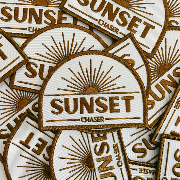 3.5" SUNSET Chaser -  Embroidered Hat Patch: QTY 1