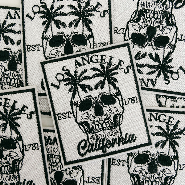 3" Los Angeles California Skelly -  Embroidered Hat Patch: QTY 1