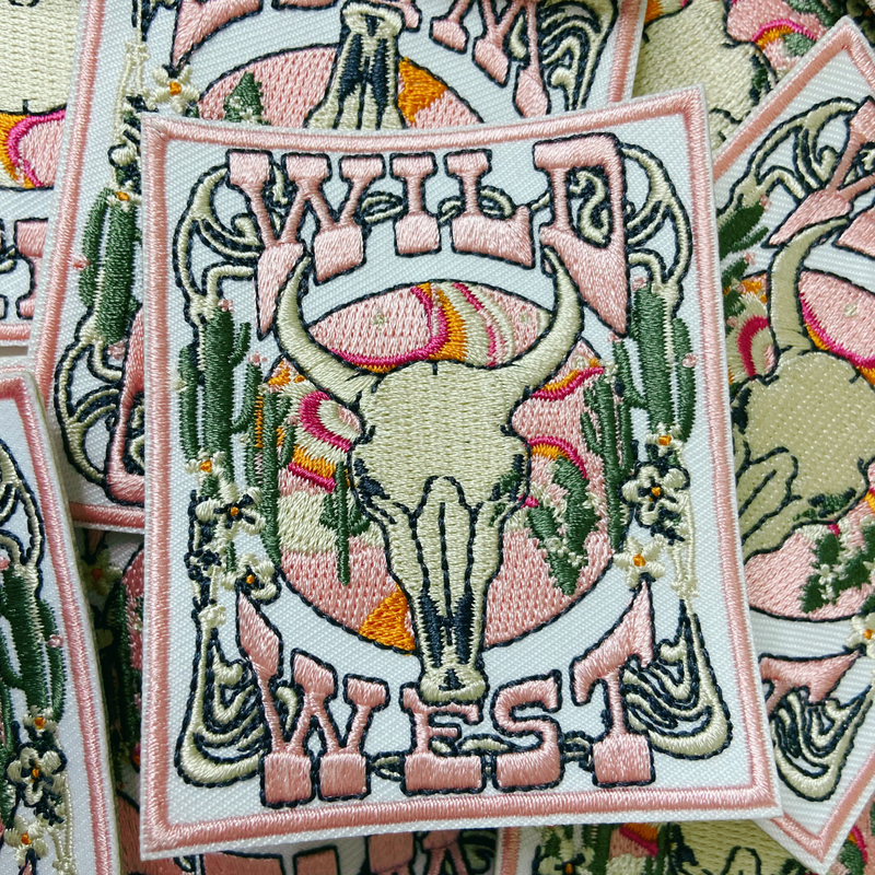 3"  WILD WEST -  Embroidered Hat Patch: QTY 1