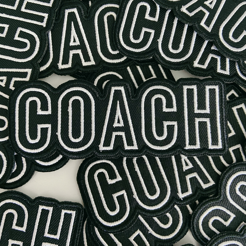 4" COACH in White & Black -  Embroidered Hat Patch: QTY 1