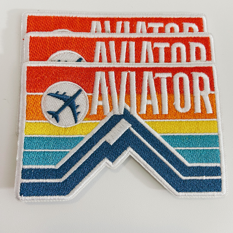 3.5" AVIATOR -  Embroidered Hat Patch: Embroidered Patch