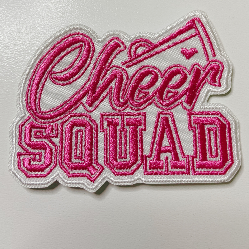 3" Cheer Squad in Pink  -  Embroidered Hat Patch: QTY 1