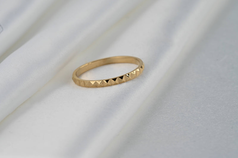 18k Gold Thin Stacker Ring - Waterproof Pyramid Ring 0450: 9