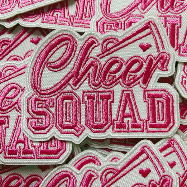 3" Cheer Squad in Pink  -  Embroidered Hat Patch: QTY 1