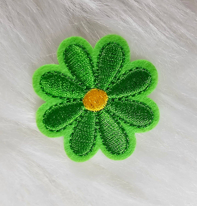 Daisy Small Flower Embroidery Iron On Patch: F Mint/Turquoise