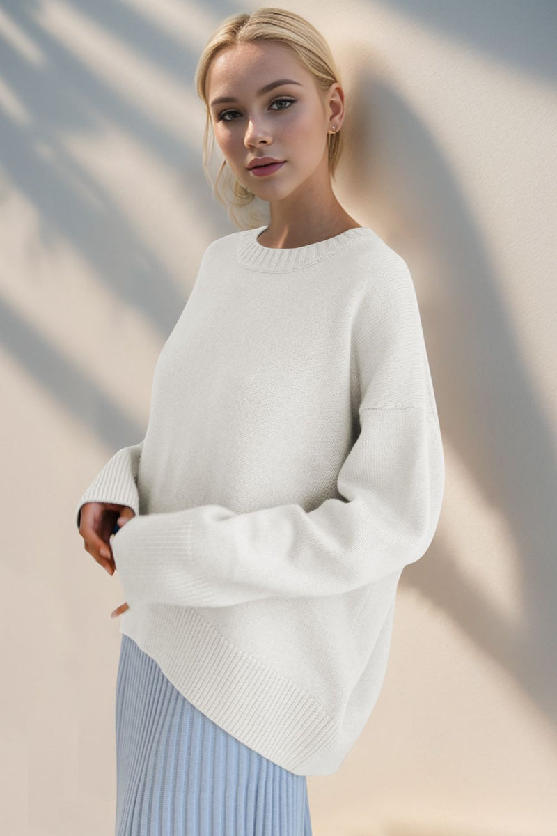 Basic Bae Round Neck Dropped Shoulder Sweater