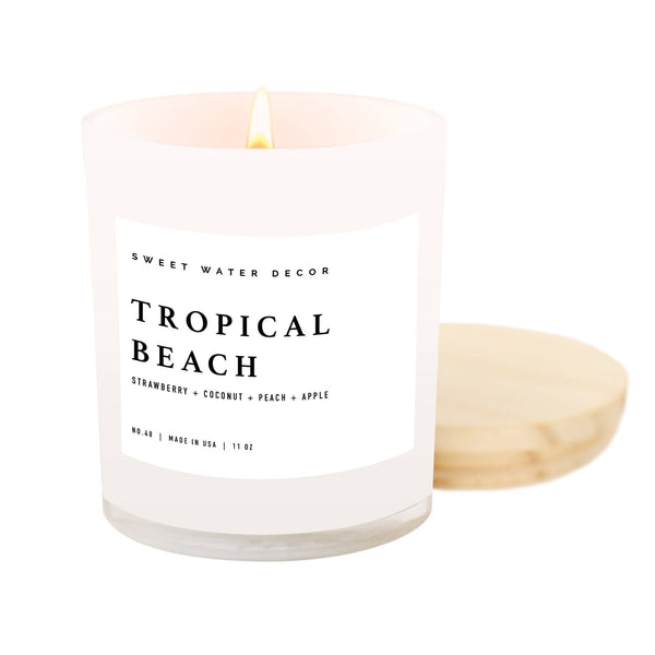Tropical Beach Soy Candle - White Jar - 11 oz