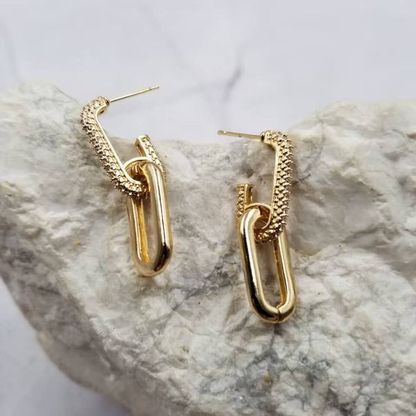 Double Geometric Link Earrings