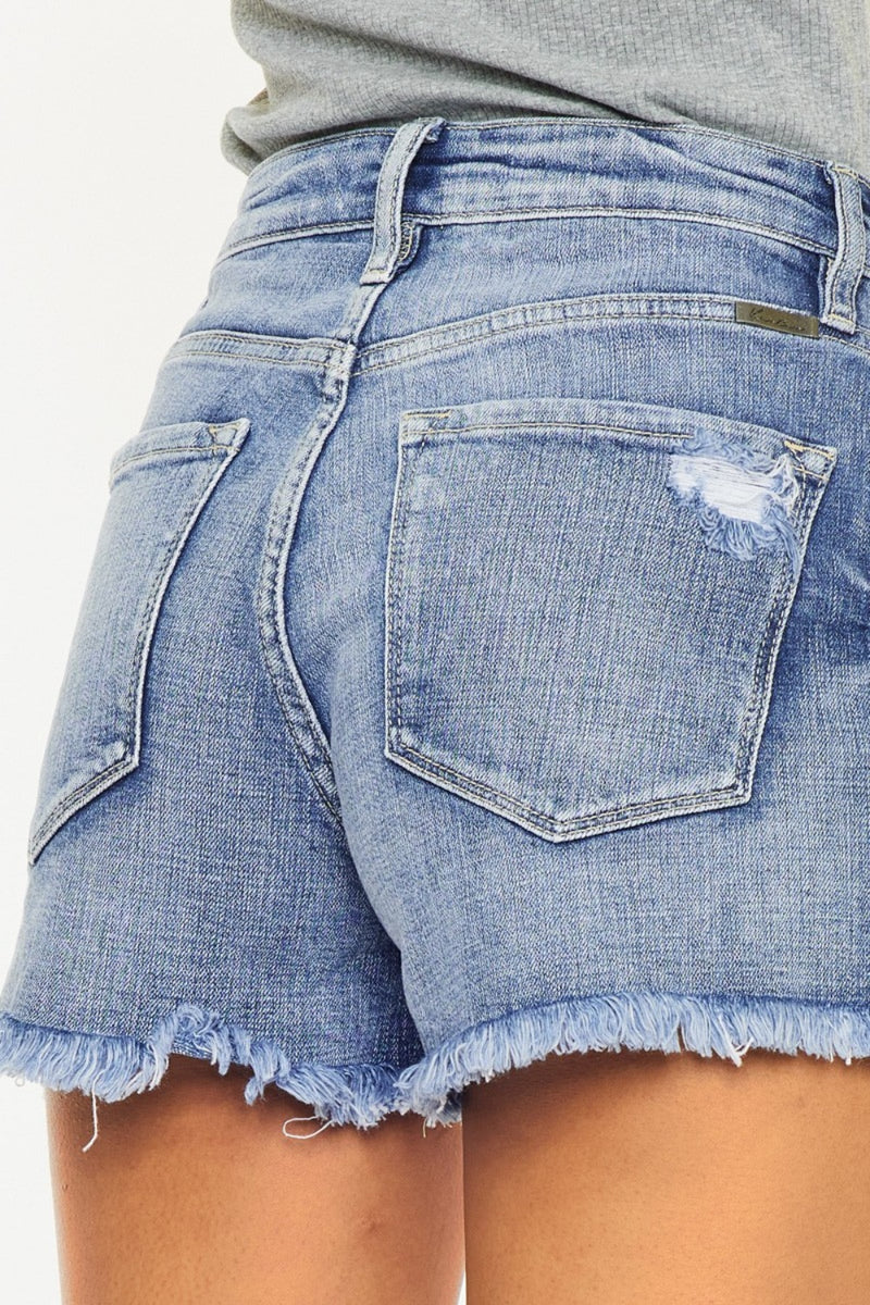 Kancan Distressed Raw Hem Denim Shorts