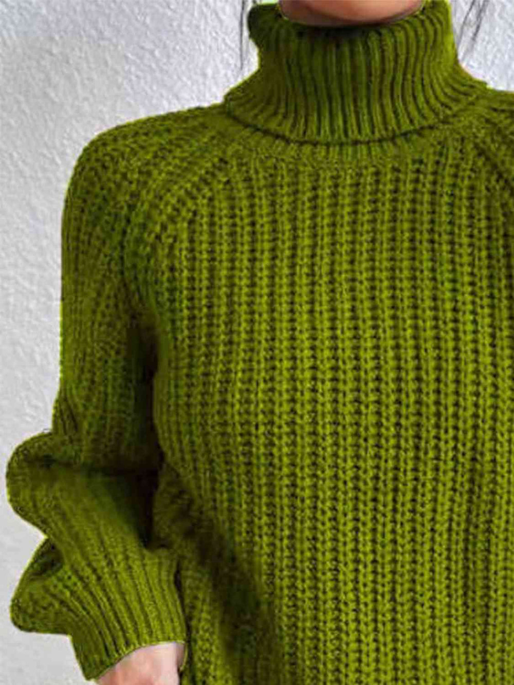 Full Size Turtleneck Rib-Knit Slit Sweater – Addi & Ains